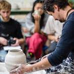 Adam frew demonstrating to the students at Clay College 2018